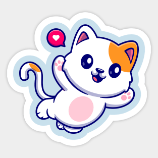 Cute Cat Floating Cartoon Sticker